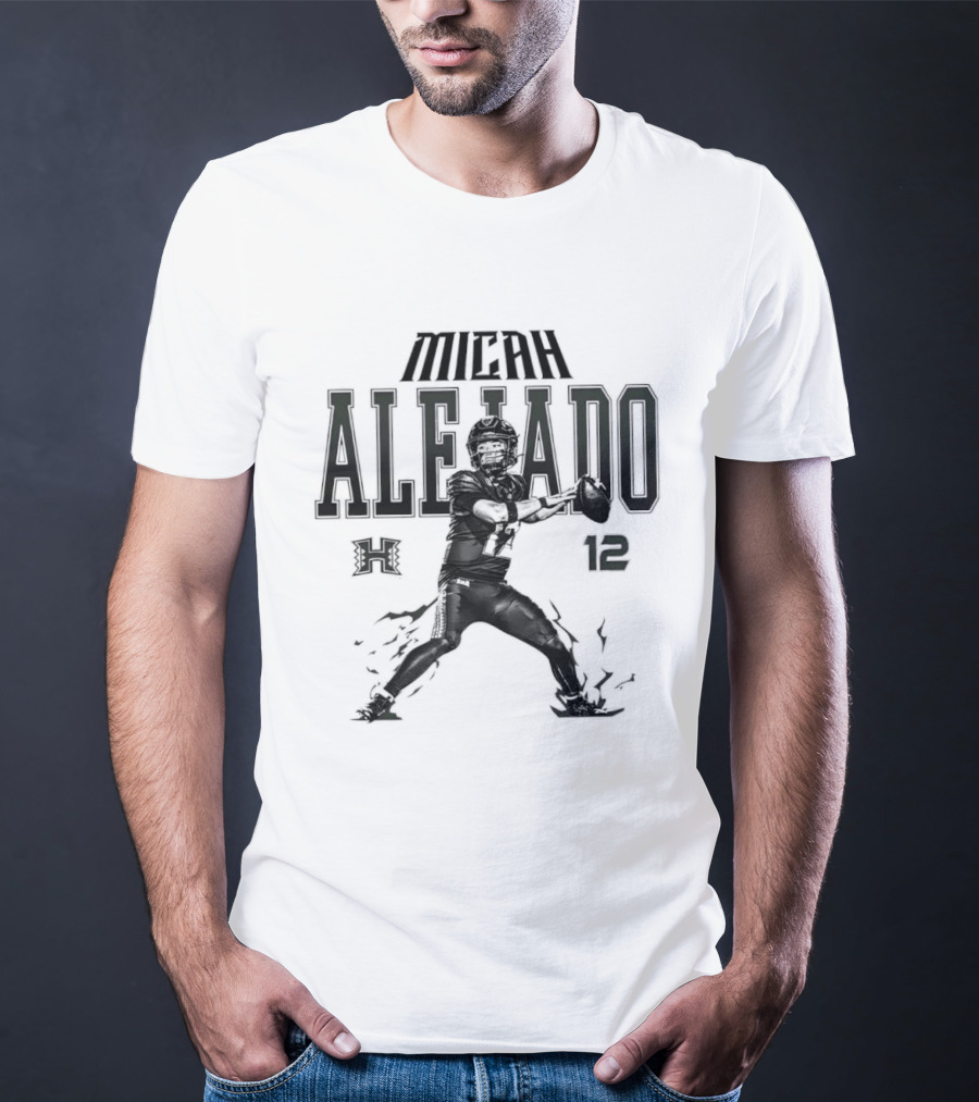NCAA Football Micah Alejado No 12 Hawaii Rainbow Warriors Collage T-Shirt