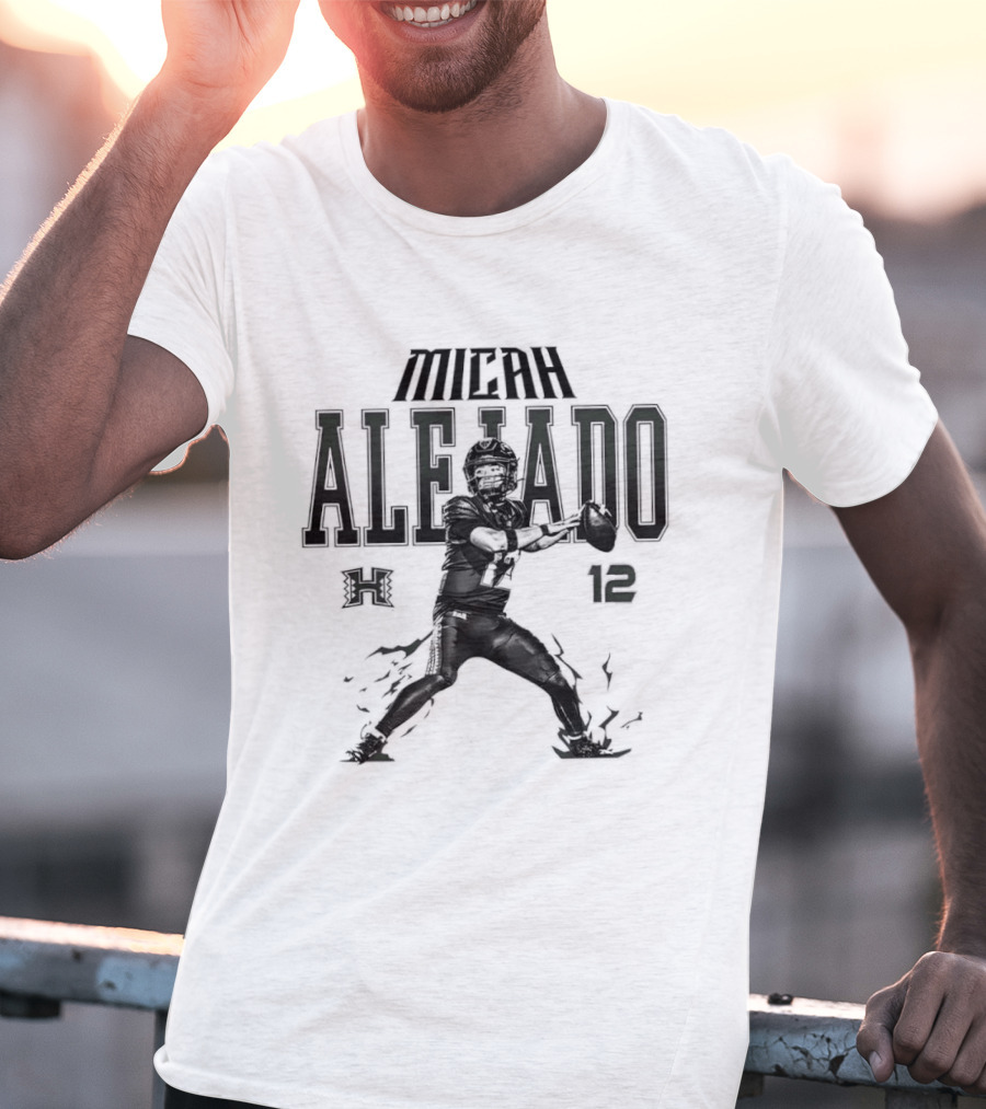 NCAA Football Micah Alejado No 12 Hawaii Rainbow Warriors Collage T-Shirt