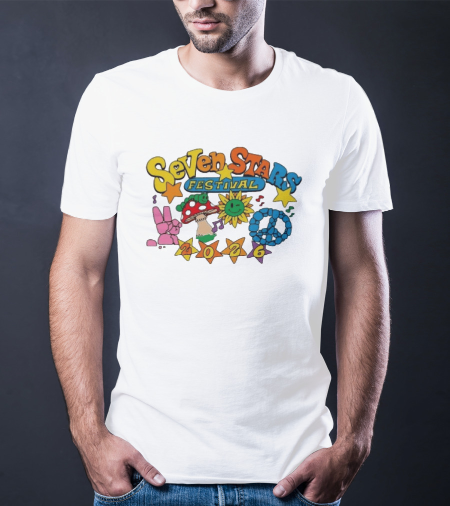 Seven Stars Festival 2026 Peace Mushroom Sun Music T-Shirt
