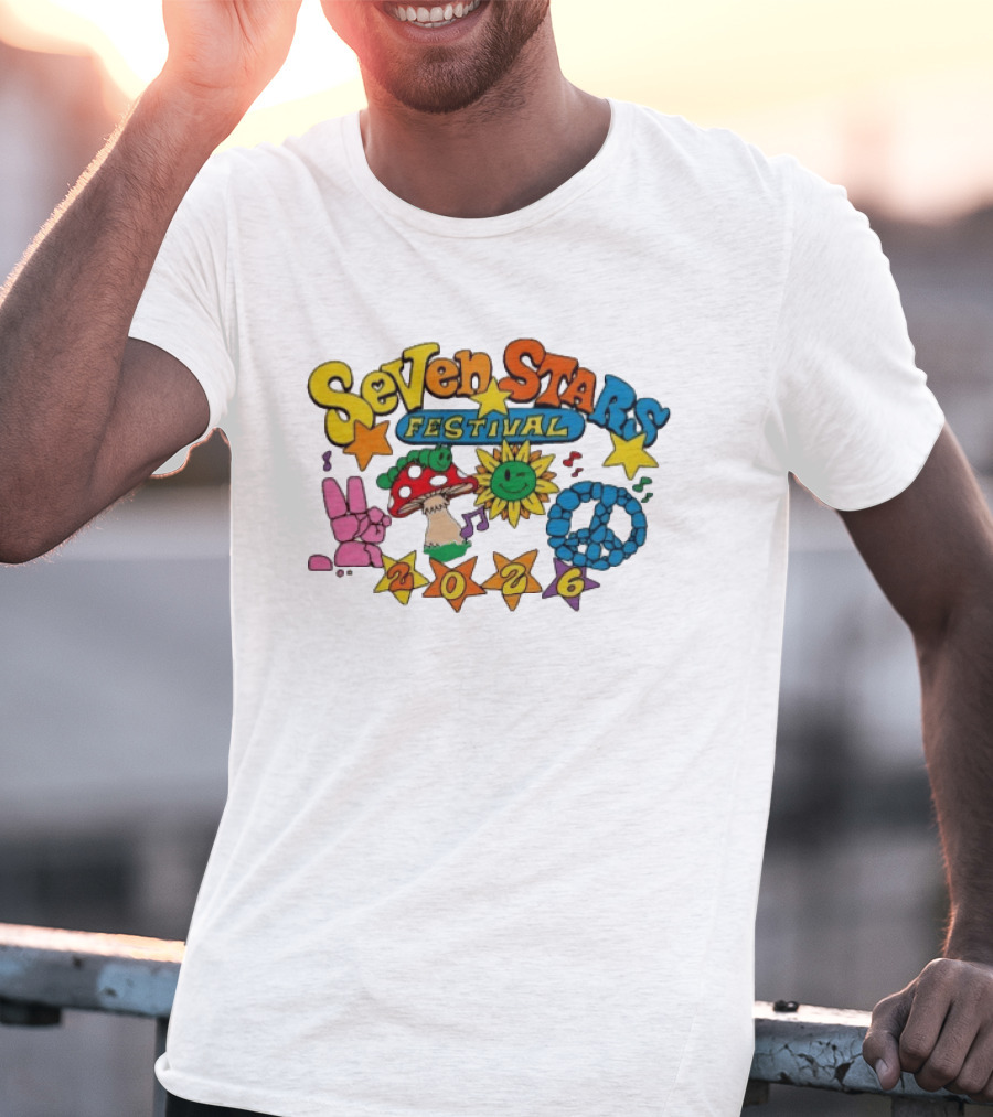 Seven Stars Festival 2026 Peace Mushroom Sun Music T-Shirt