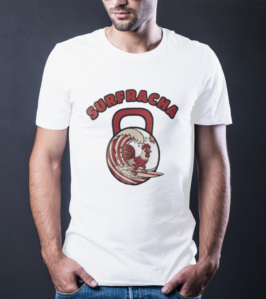 Surfracha Rooster Surfing Wave Kettlebell Sun Adventure T-Shirt