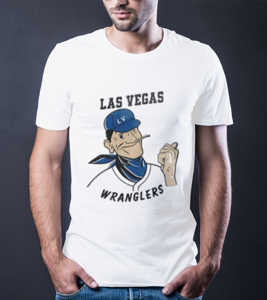 Las Vegas Wranglers Vintage Cartoon Character With Hat And Bandana T-Shirt