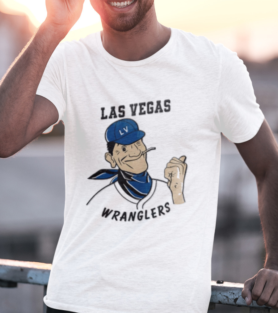Las Vegas Wranglers Vintage Cartoon Character With Hat And Bandana T-Shirt