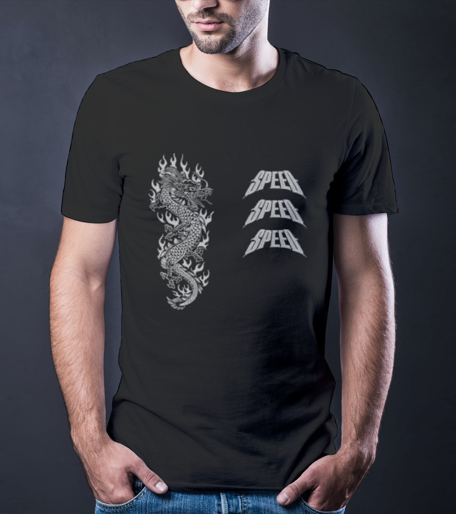 Evil Greed Store Speed HC Mentality Grey Tribal Flames And Wings T-Shirt