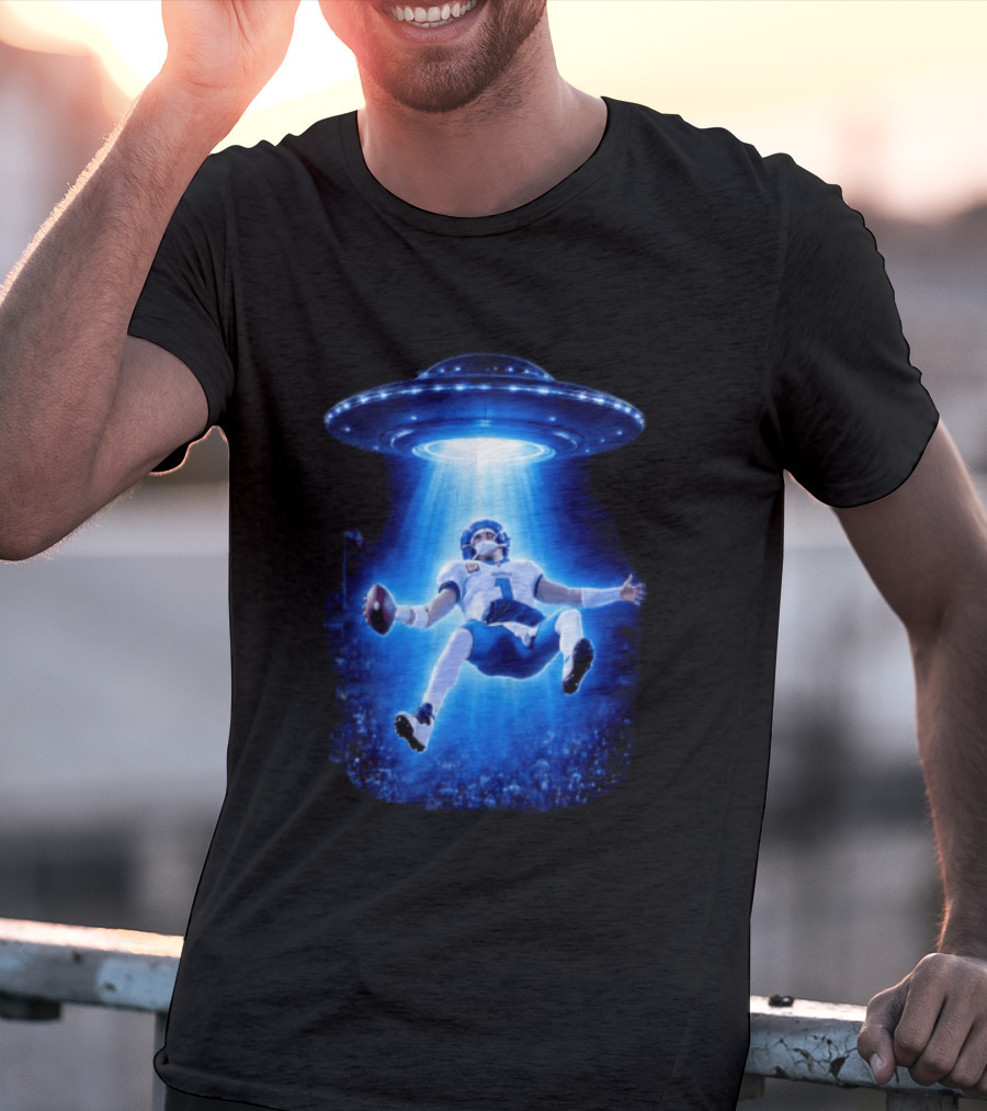 Jalen Hurts Memes UFO Abduction Football Player Beam Fantasy T-Shirt