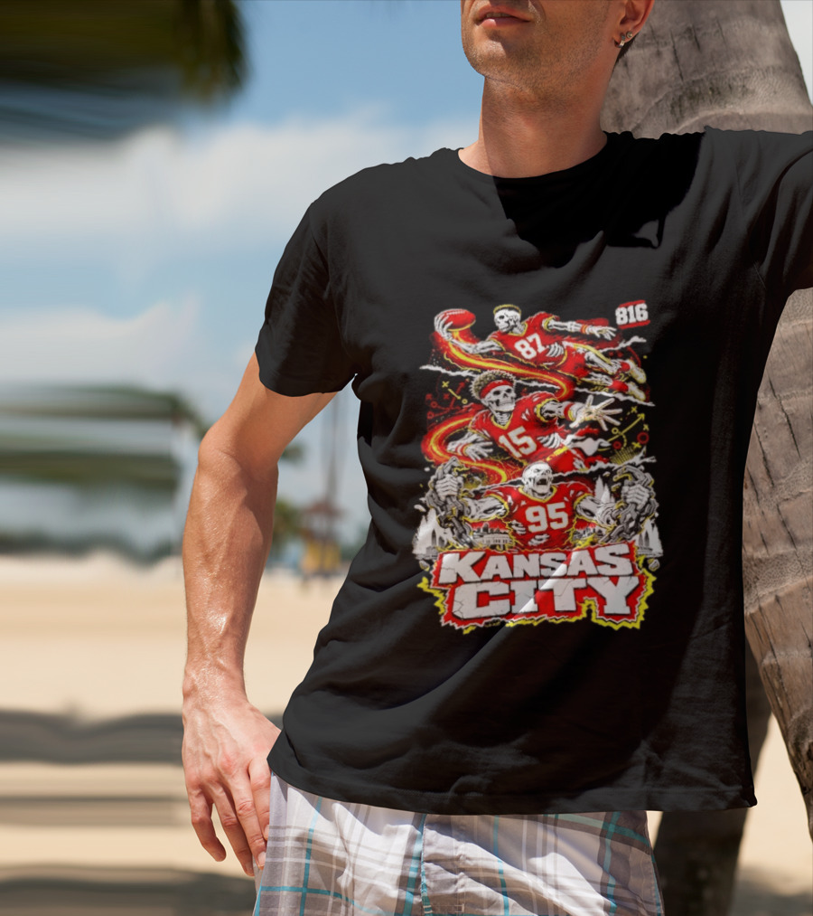 Kansas City Chiefs Skeleton Players Halloween 87 95 15 816 T-Shirt