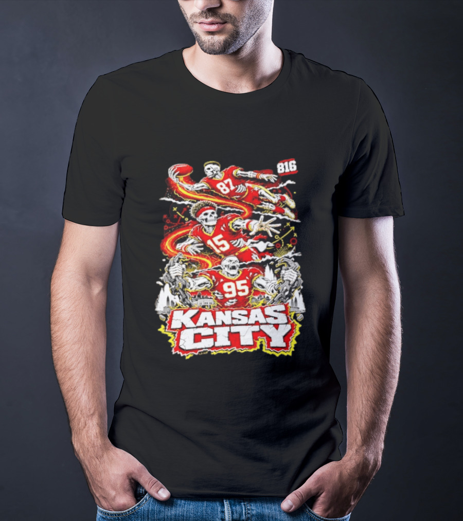 Kansas City Chiefs Skeleton Players Halloween 87 95 15 816 T-Shirt