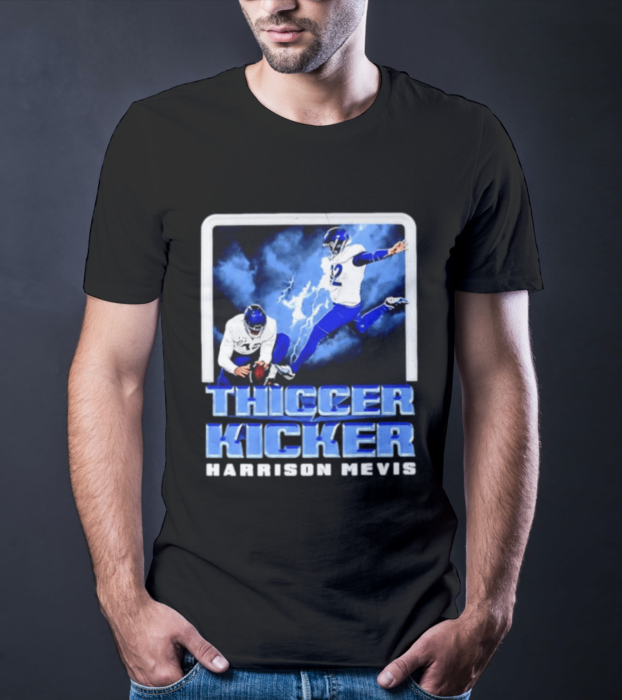 Los Angeles Rams Thiccer Kicker Harrison Mevis Football Action T-Shirt