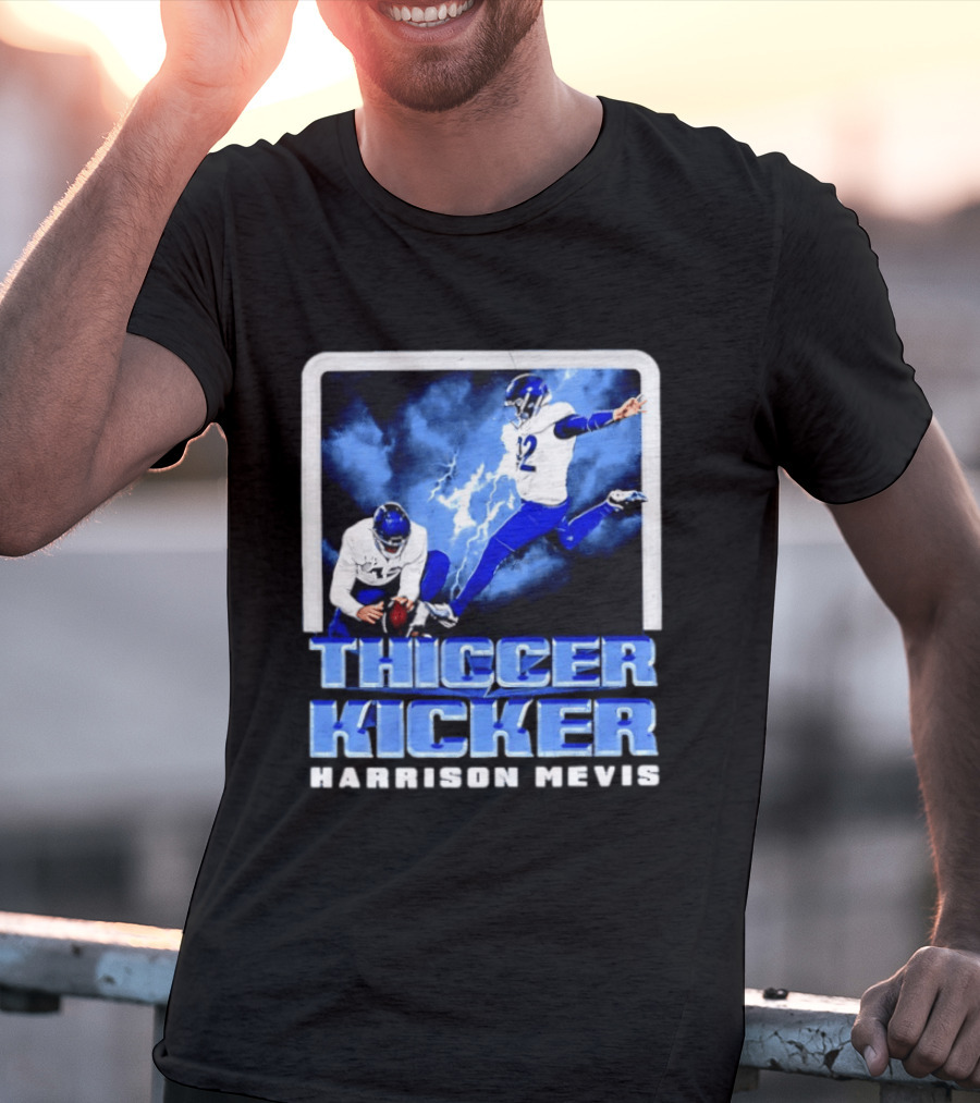 Los Angeles Rams Thiccer Kicker Harrison Mevis Football Action T-Shirt