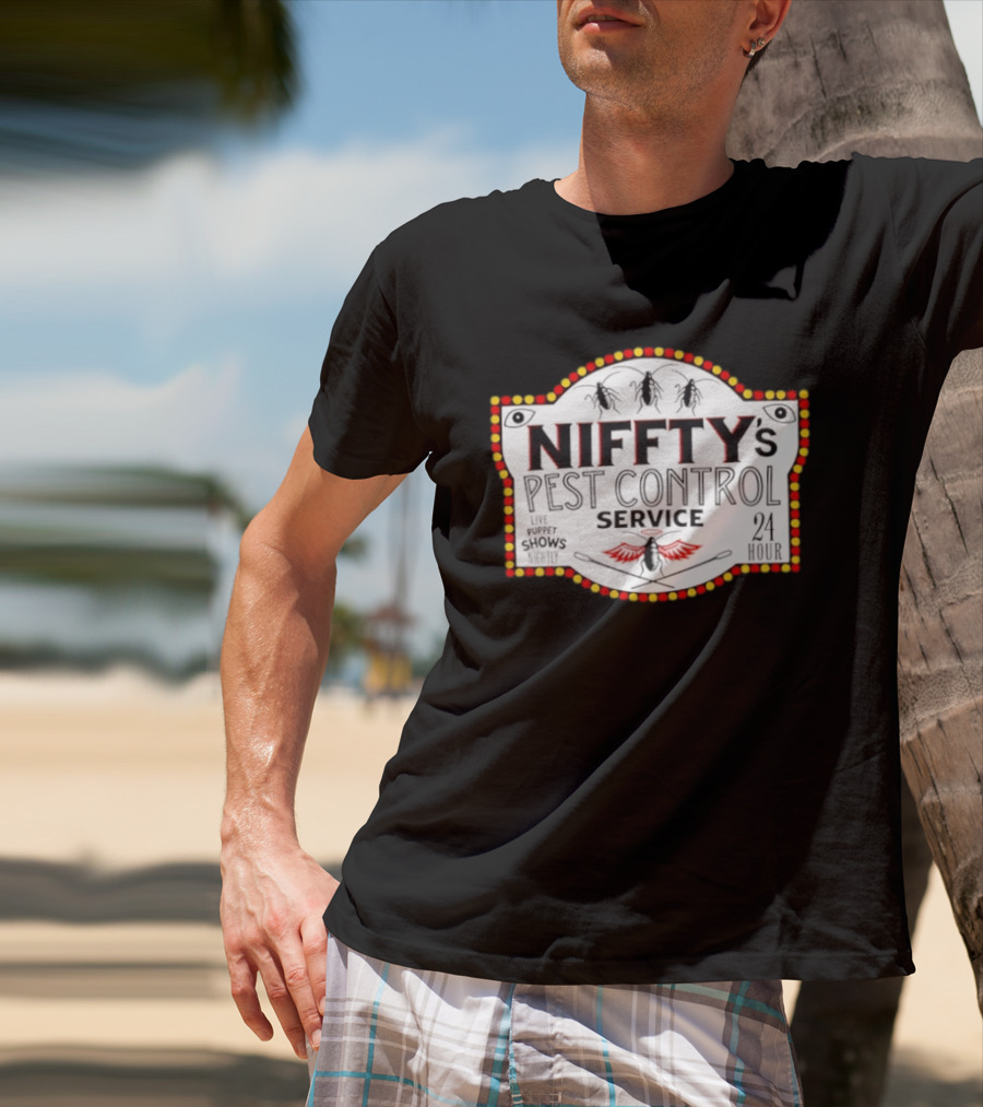 Niffty's Pest Control Service Live Puppet Shows Nightly 24 Hour Hazbin Hotel T-Shirt
