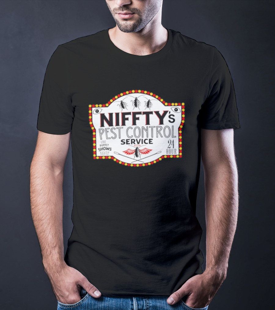 Niffty's Pest Control Service Live Puppet Shows Nightly 24 Hour Hazbin Hotel T-Shirt