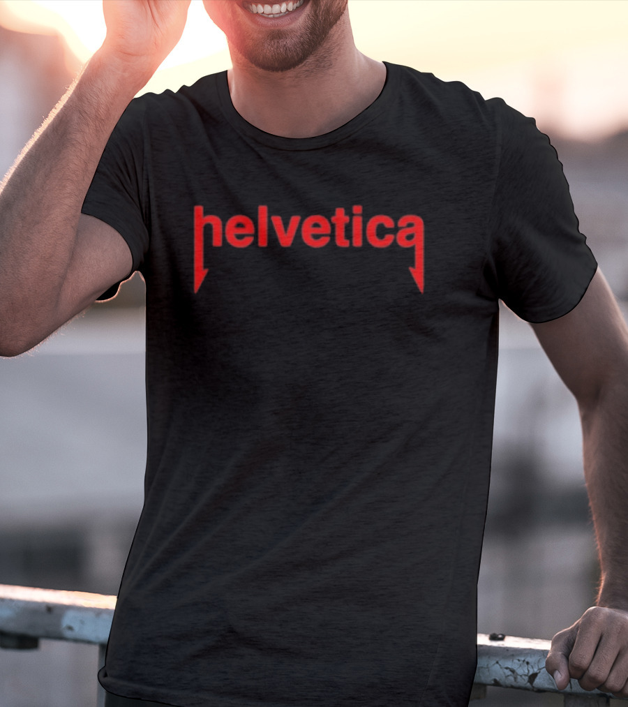 Helvetica Metal Rock Parody Style Red T-Shirt