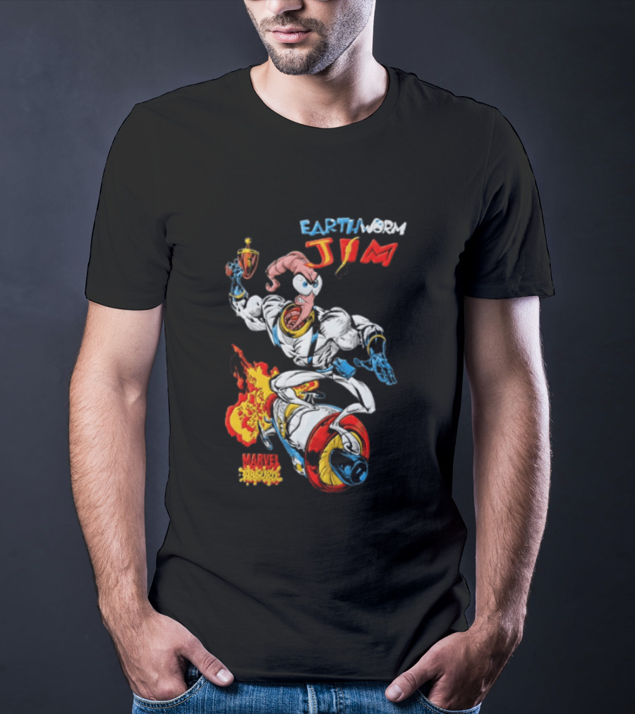 Earthworm Jim Marvel Absurd Dynamic Action Scene T-Shirt