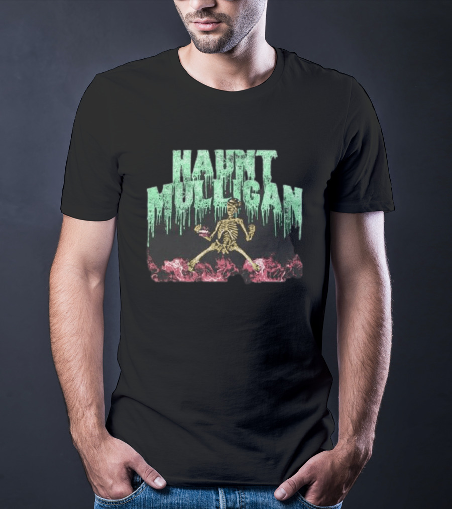 Halloween Skeleton Hot Mulligan Dripping Text Pink Smoke T-Shirt