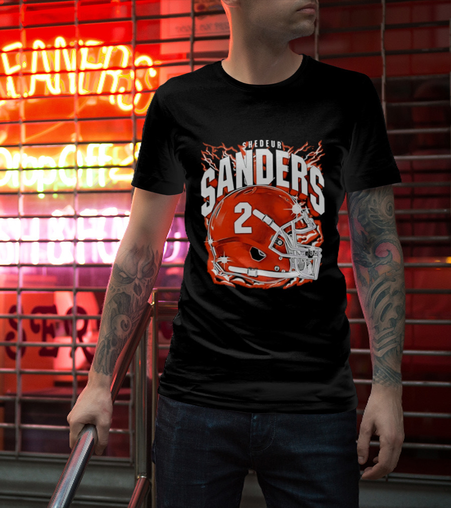 Shedeur Sanders Number 2 Cleveland Browns Helmet T-Shirt