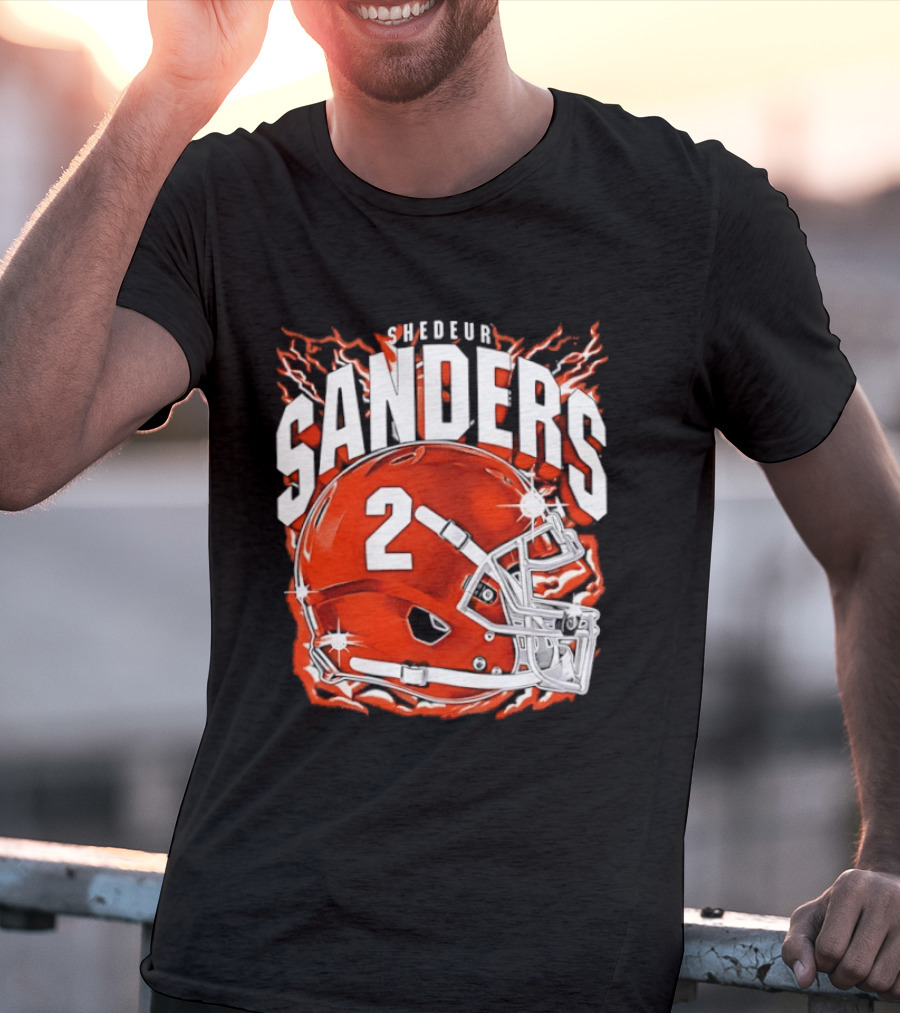 Shedeur Sanders Number 2 Cleveland Browns Helmet T-Shirt