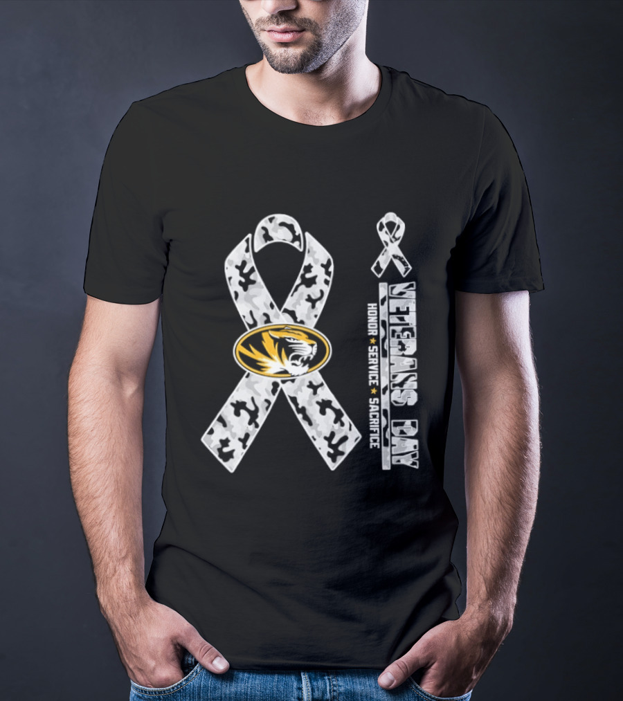 Missouri Tigers Veterans Day 2026 Honor Service Sacrifice Ribbon Camo T-Shirt