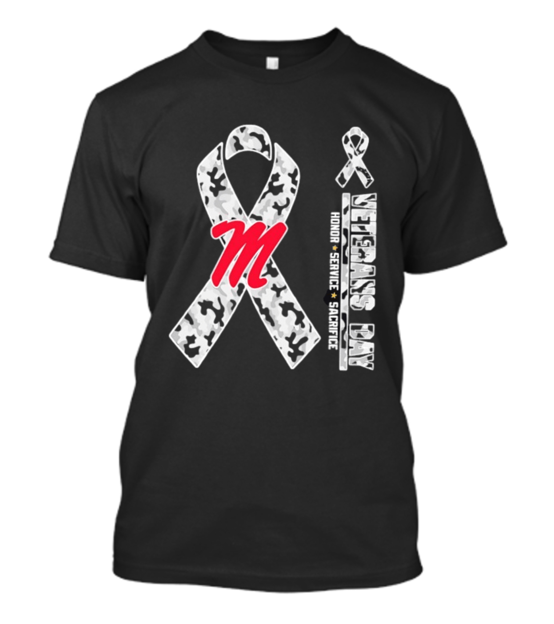 Ole Miss Rebels Veterans Day 2026 Camo Ribbon Honor Service Sacrifice T-Shirt