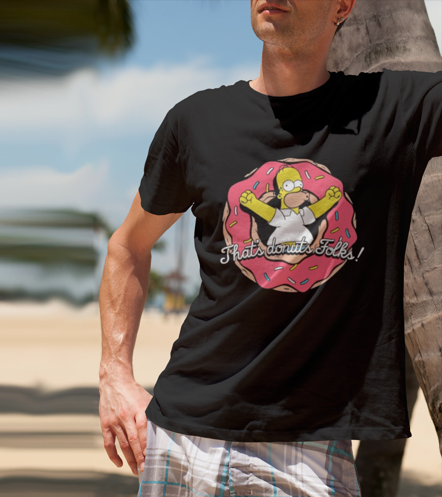 The Simpsons Looney Tunes Homer Simpson That's Donuts Folks Collaboration T-Shirt
