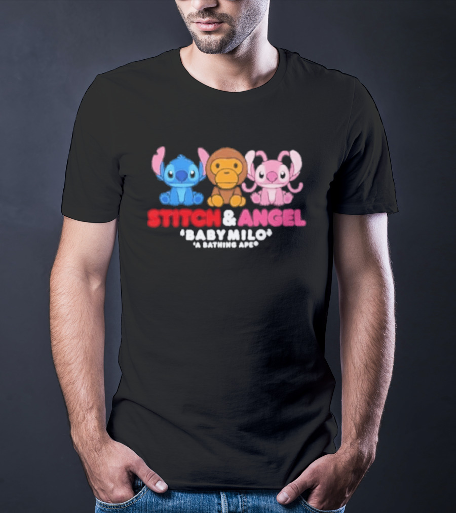 Bape X Disney Stitch Angel Baby Milo Collaboration 2026 T-Shirt