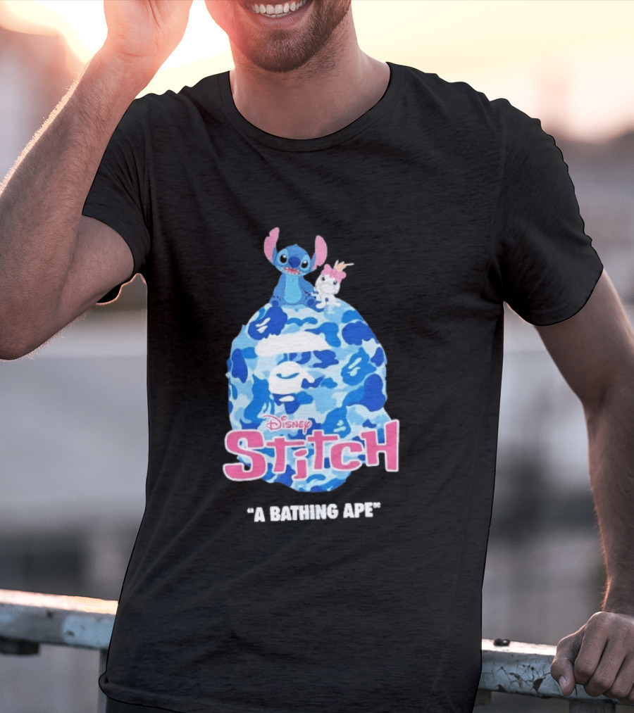 Disney Stitch A Bathing Ape Bape Camo Collaboration 2026 T-Shirt