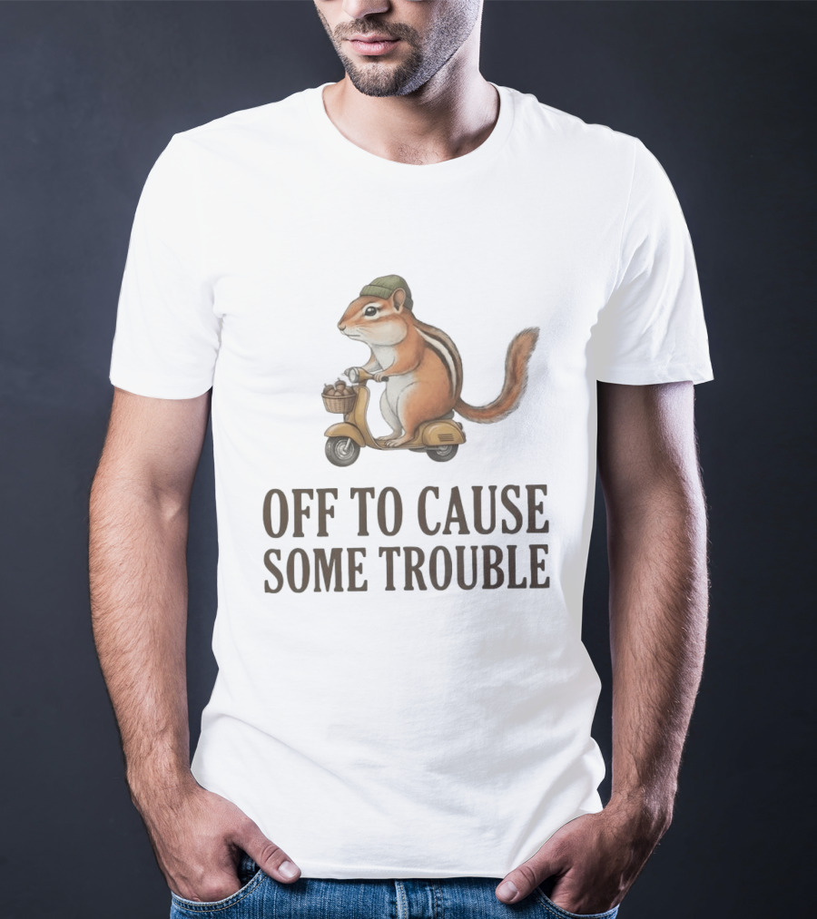 Chipmunk Riding A Scooter Off To Cause Some Trouble T-Shirt