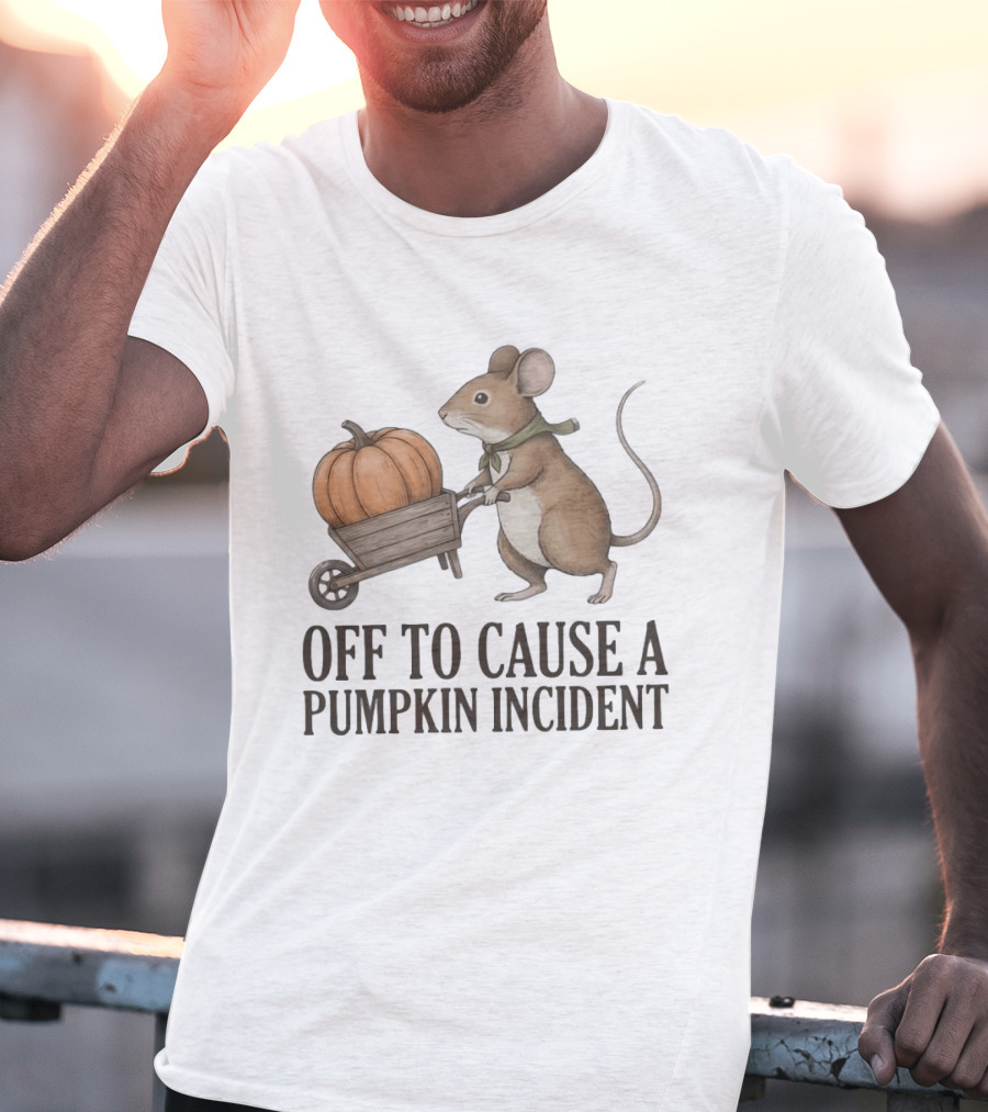 Off To Cause A Pumpkin Incident Mouse Autumn T-Shirt