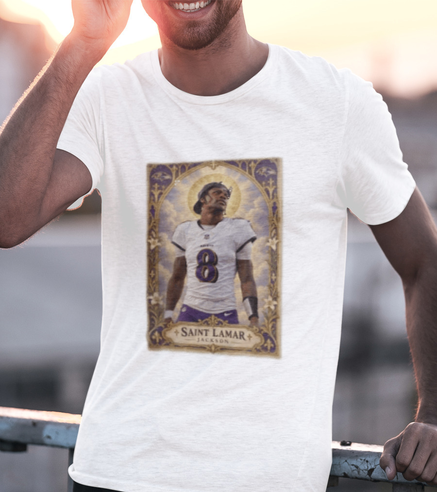 Saint Lamar Jackson Baltimore Ravens 8 Football Jersey Halo T-Shirt