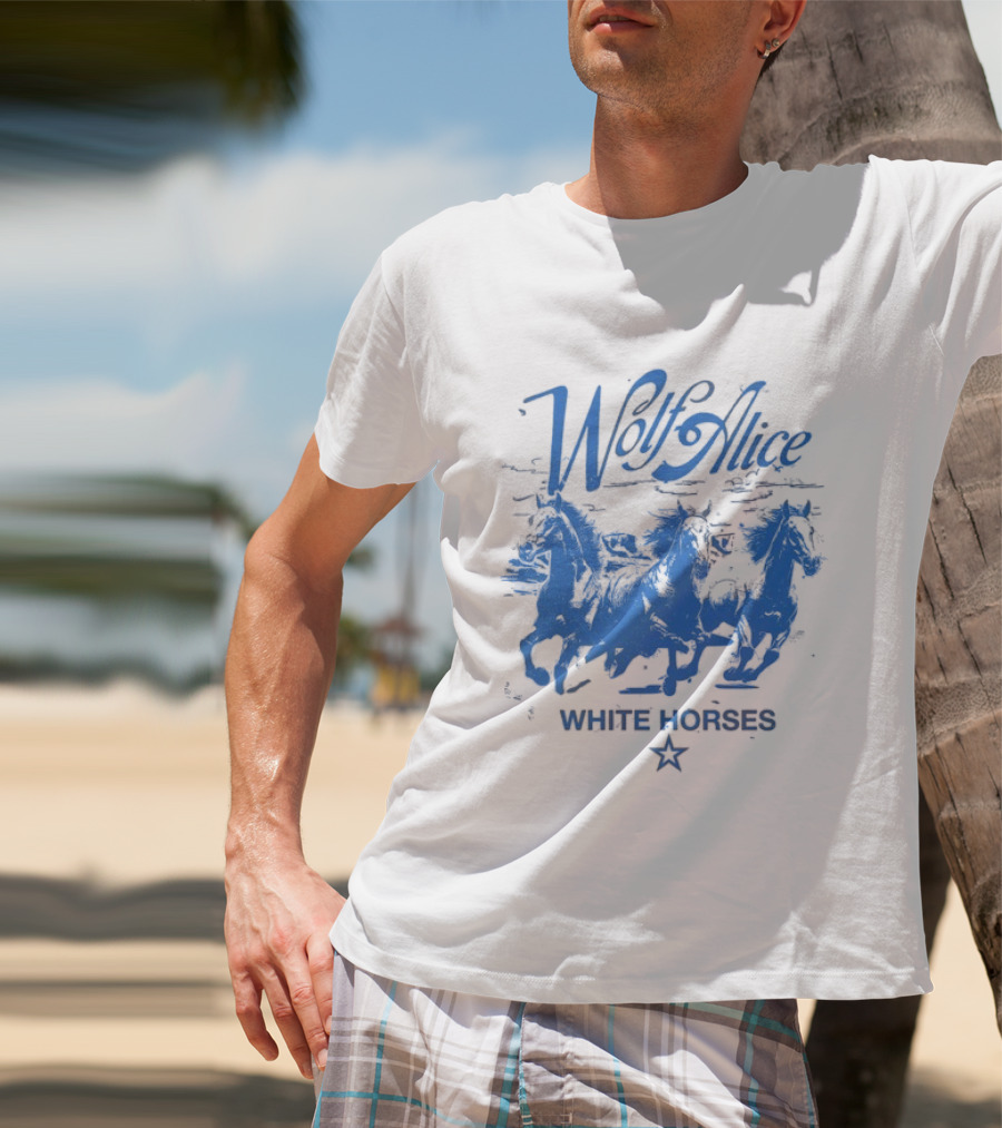 Wolf Alice Blue White Horses Star T-Shirt