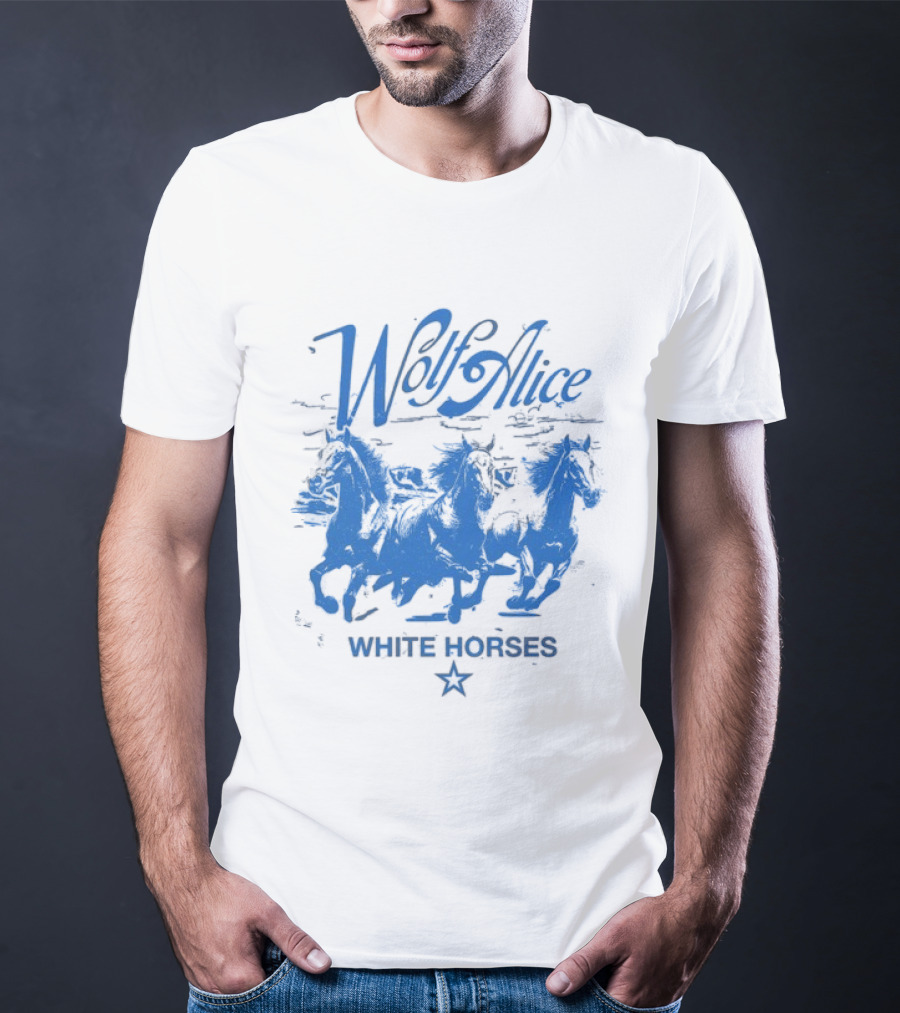 Wolf Alice Blue White Horses Star T-Shirt