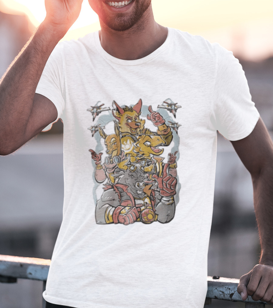 Star Fox Team Characters Thumbs Up Fighter Jets Gaming Adventure T-Shirt