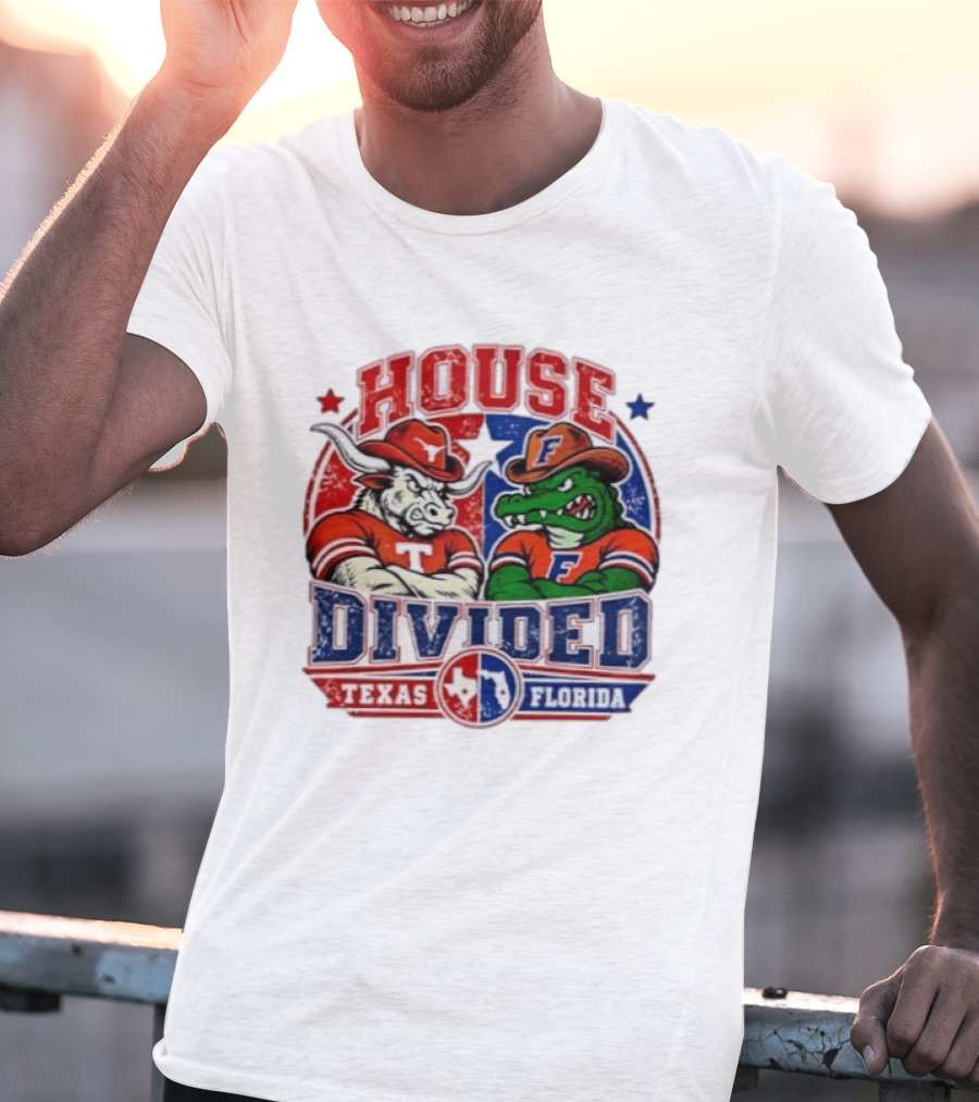 House Divided Texas Florida Longhorns Gators Rivalry Football T-Shirt