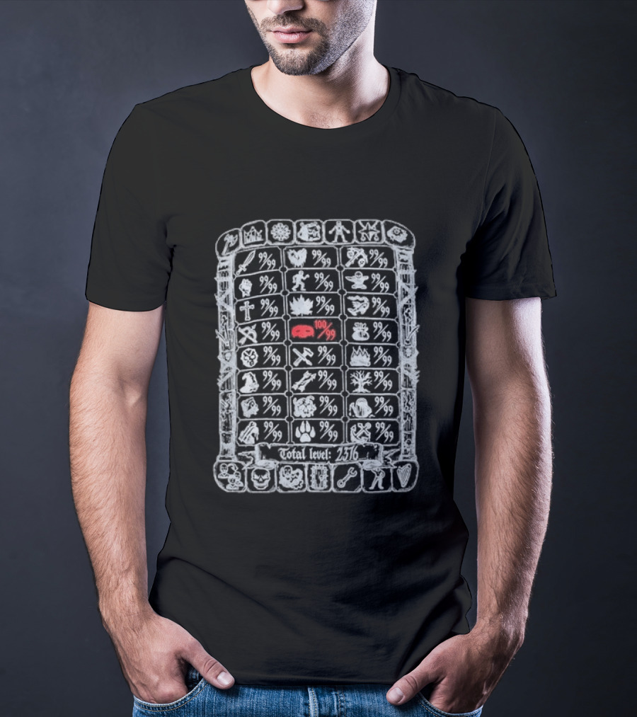 100 Thieves Old School RuneScape Skill Icons Total Level 2376 T-Shirt