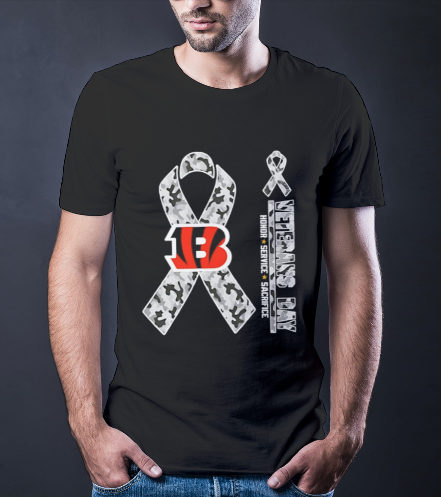 Cincinnati Bengals Veterans Day 2026 Honor Service Sacrifice Camouflage Ribbon T-Shirt