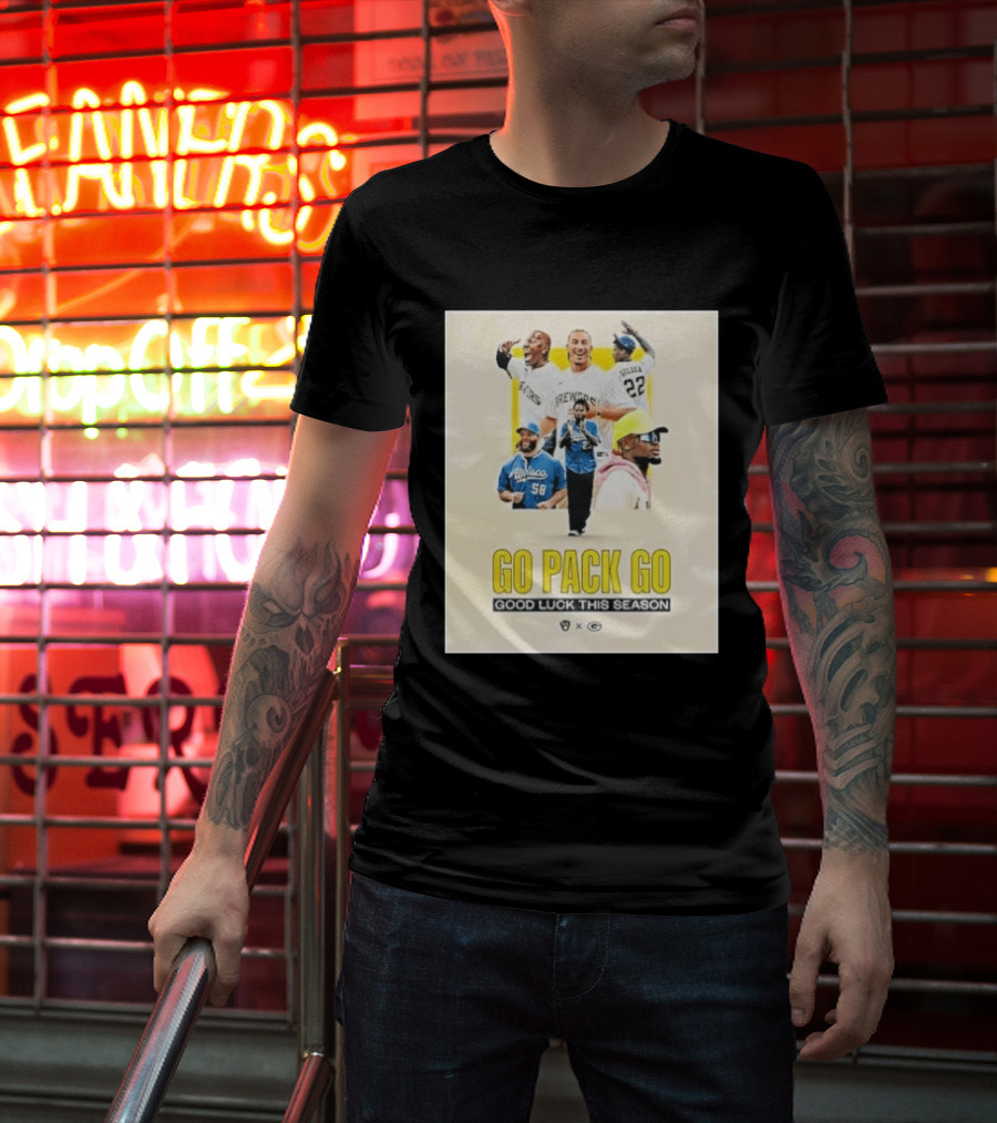Go Pack Go Brewers Good Luck This Season Packers Sports Collaboration Vintage Vibe T-Shirt