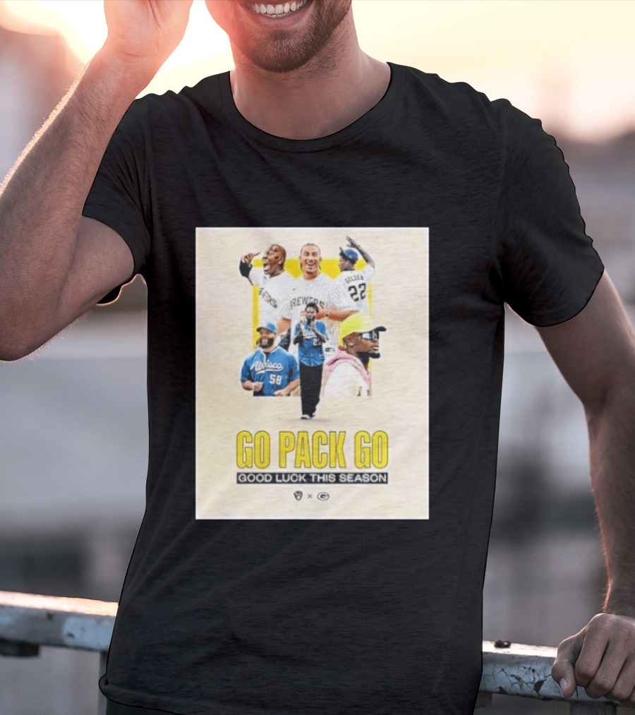 Go Pack Go Brewers Good Luck This Season Packers Sports Collaboration Vintage Vibe T-Shirt