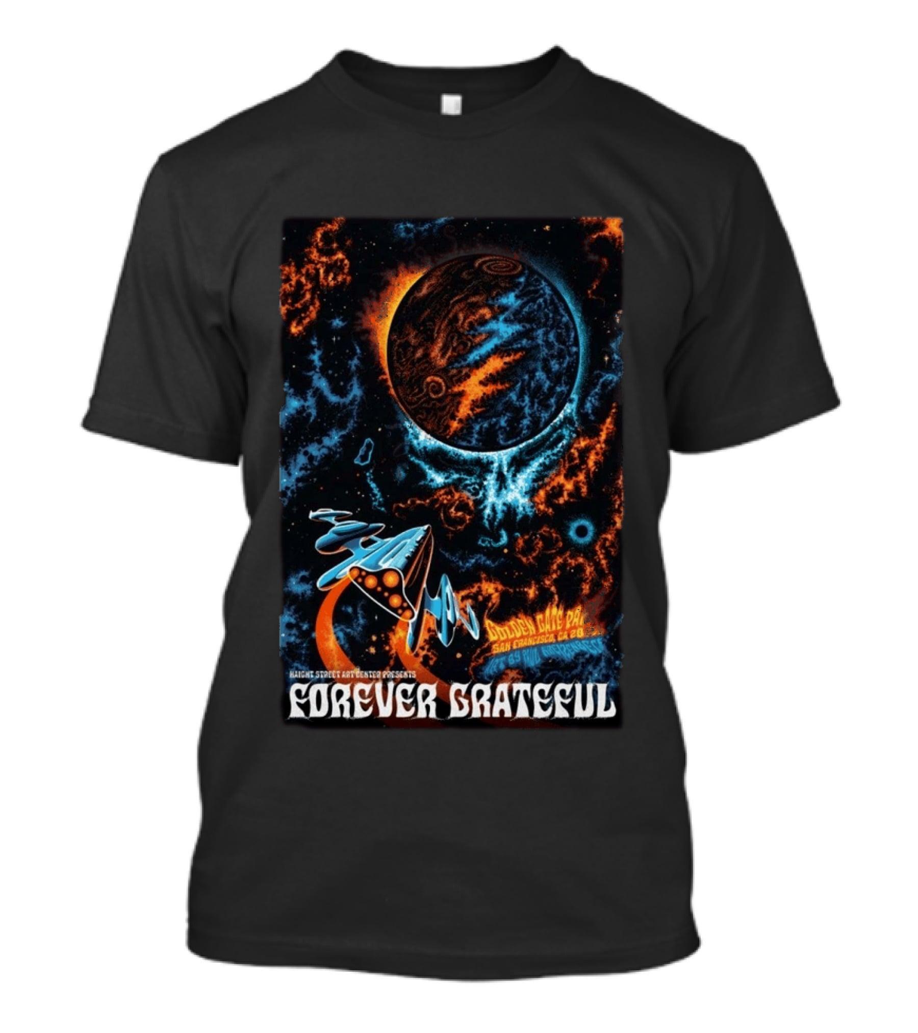 Forever Grateful Haight Street Art Center Golden Gate Park San Francisco 2026 Vibrant Cosmic Scene T-Shirt