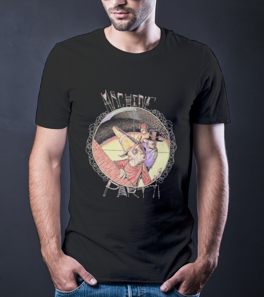 Machine Party Heads Up Comic Style Characters Retro Scene T-Shirt