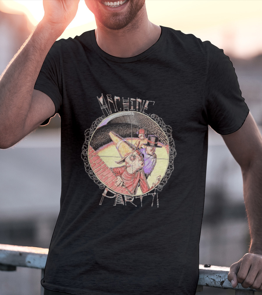 Machine Party Heads Up Comic Style Characters Retro Scene T-Shirt