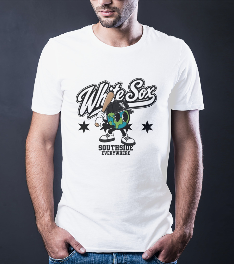 White Sox Southside Everywhere 2026 Baseball Player Earth T-Shirt