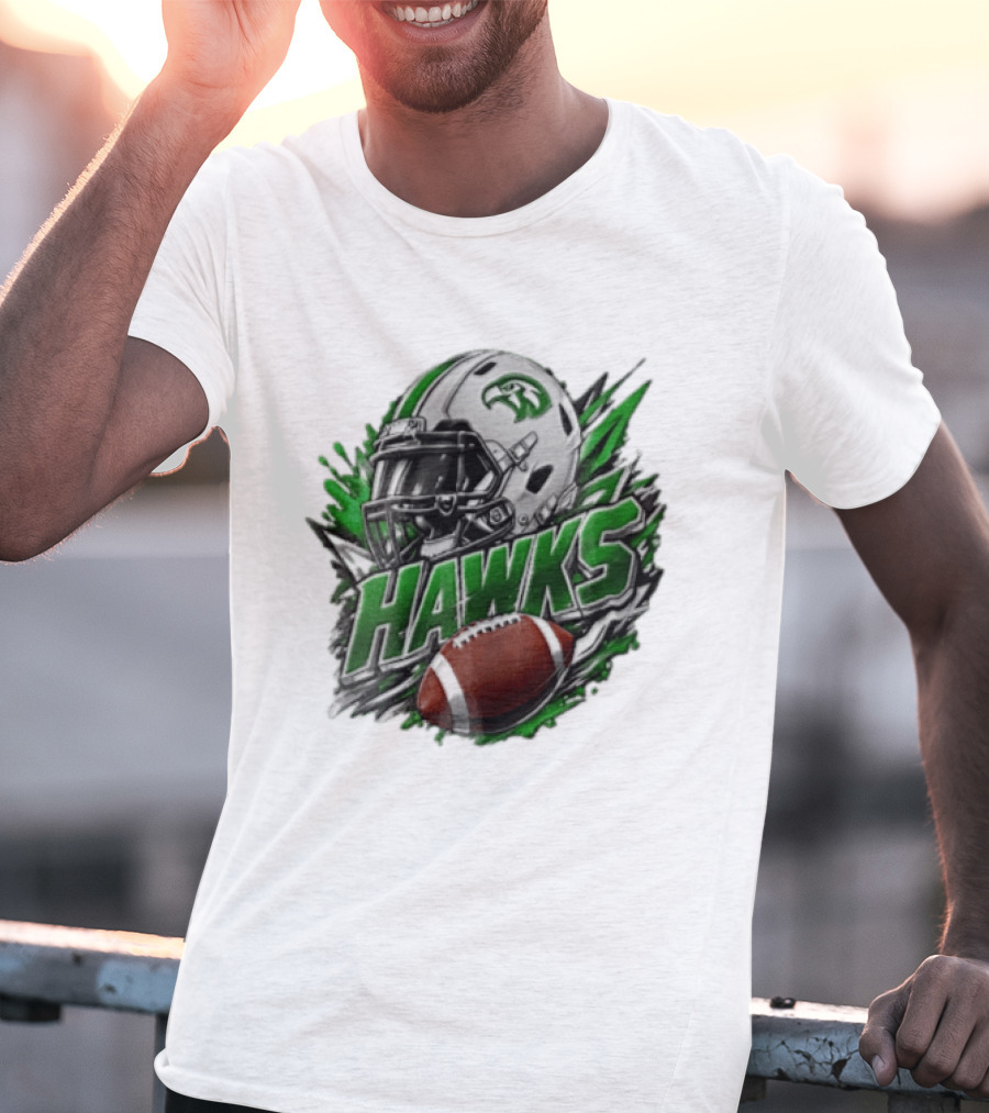 Hawks White Football Helmet Green Hawk Football Sports Fan Gear T-Shirt