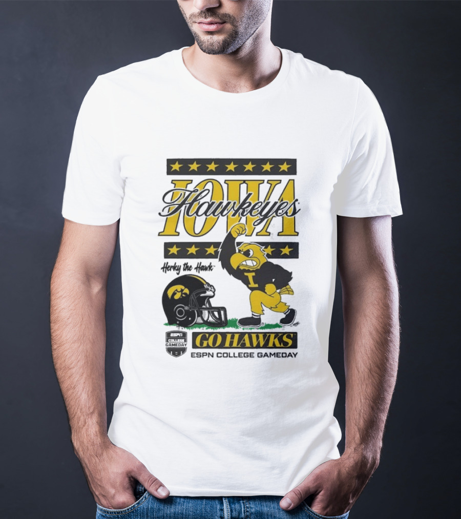 Iowa Hawkeyes Herky The Hawk Go Hawks ESPN College Gameday T-Shirt