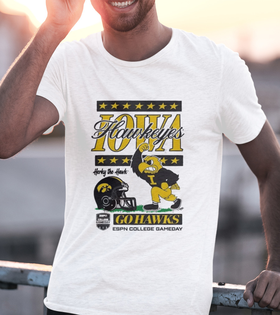 Iowa Hawkeyes Herky The Hawk Go Hawks ESPN College Gameday T-Shirt
