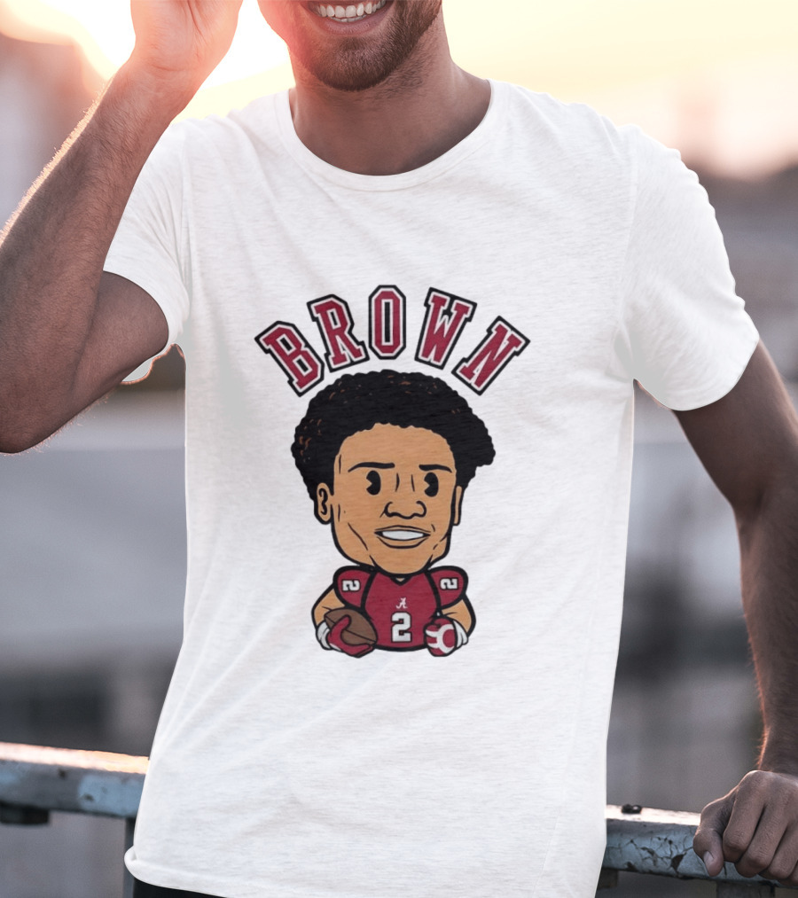 NCAA Football Alabama Crimson Tide Number 2 Brown Caricature T-Shirt