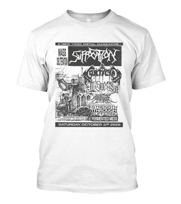 Original Suffocation Amityville New York Metal Massacre October 3rd 2026 Amityville Music Hall NY T-Shirt