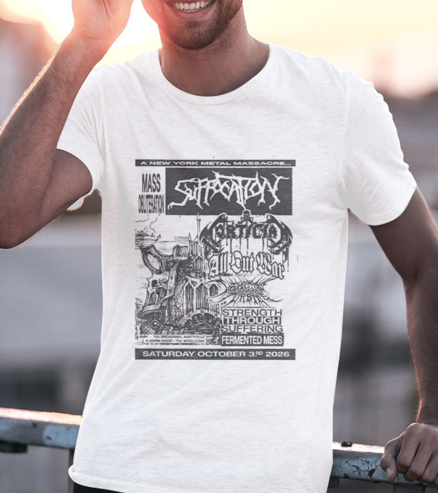 Original Suffocation Amityville New York Metal Massacre October 3rd 2026 Amityville Music Hall NY T-Shirt
