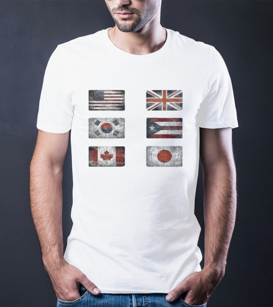 Stealthny Floor 914 World Tour United States United Kingdom South Korea Puerto Rico Canada Japan Flags T-Shirt