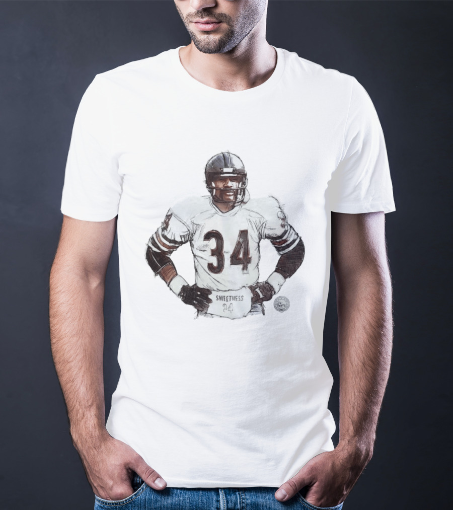 Walter Payton 34 Chicago Bears Sweetness Sketch Football Legend T-Shirt