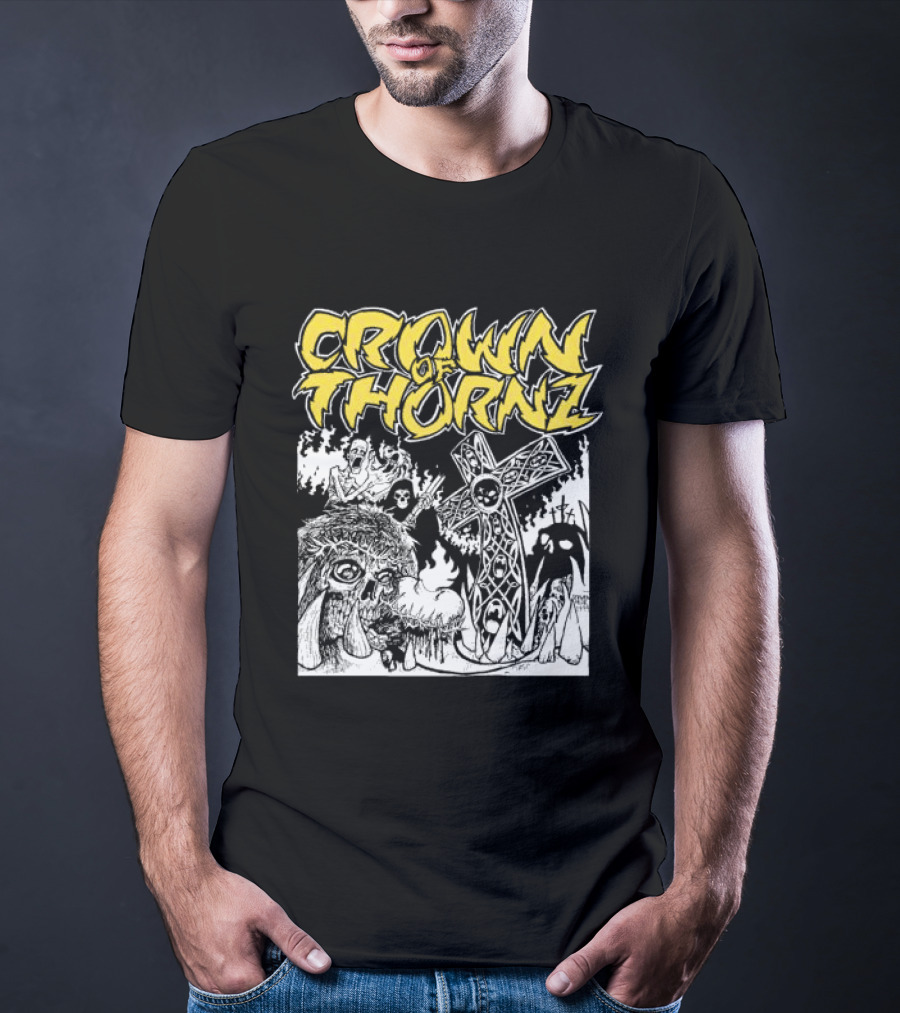 Crown Of Thornz Beyond Human Store No Remorse Graphic Text Cross T-Shirt