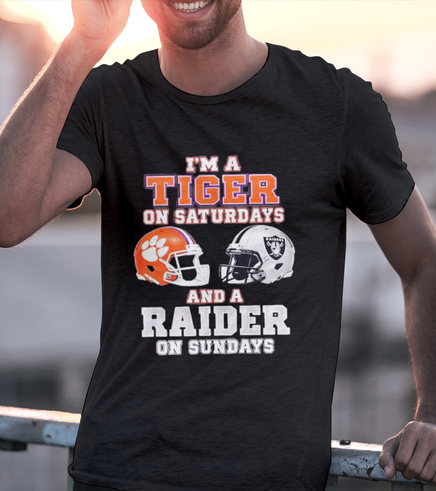 Clemson Tiger Saturdays Raider Sundays Football Fan Helmets T-Shirt